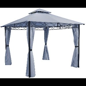 Luxe Paviljoen 3x3m | Tuinpaviljoen Grey Dawn | Zonder Schroeven Opzetten | 100% Waterdicht PVC gecoat 270g/m² | Met Zijwanden | Partytent / Overkapping / Tuintent | Façil