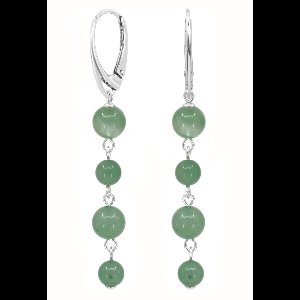 ARLIZI 2397 Oorbellen groen aventurijn kralen - sterling zilver - 6 cm