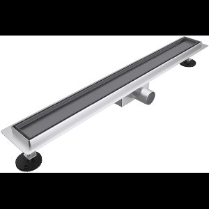 Fortifura Galeria douchegoot - 140cm - tegelrooster - vloerflens - Geborsteld Gunmetal PVD