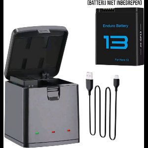 Opladbox voor GoPro Hero 13 Black - Opladbox voor 3 Batterijen - Gopro 13 - Charger Box for Gopro Hero 13 Black - Fast Charger - Opladbox 4 GoPro 13 Batterijen - GoPro 13 Accessoires - USB-C