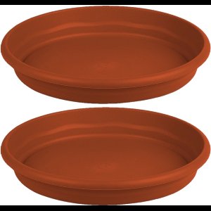 Hega Hogar Opvangbord - 5x - terracotta - kunststof - D14 cm - onderschaal/opvangbord
