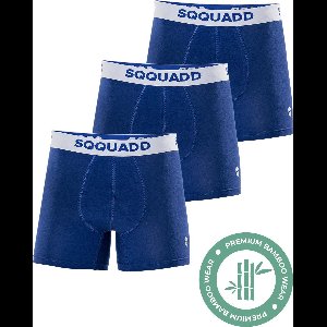 SQQUADD® Bamboe Ondergoed Heren - 3-pack Boxershorts - Maat S - Comfort en Kwaliteit - Voor Mannen - Bamboo - Blauw