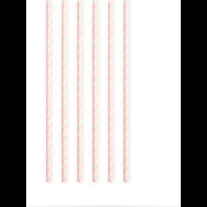 20 Papieren rietjes Baby Roze - 6mm x 197mm