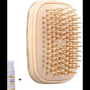 Aurgan Anti-Klit Haarborstel - Goud - Comfortabele Kussen - Zelfreinigende Borstel met spiegel - inclusief 10ml Aurgan arganolie