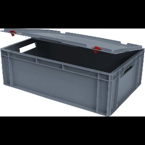 Alpac Stapelbak met deksel - Opbergbak met deksel - 600 x 400 x 215 mm - 40L - Grijs
