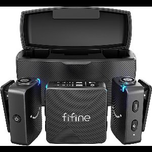 FIFINE - M9 - Dasspeld Microfoon - Lavalier - Draadloos Systeem Lavalier - 2 Stuks - USB-C - Telefoon / Tablet / PC -Met Opbergcase