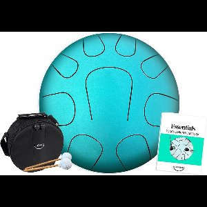 LIDAH® Steel Tongue Drum - Lydian Constellation Series + Muziekboekje - Handpan 28 cm - voor Kinderen en Volwassenen - Lotus Yoga Klankschaal - Aqua Green
