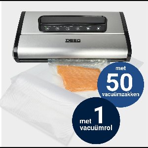 DESQ® 8090 Vacumeermachine - Set met 50 Vacuümzakken - Pro -90 kPa 14 liter - High Speed Dubbele Pomp - Dubbele Verwarmingsdraden - 7 standen - Rolhouder - Rolsnijder - Vacuümslang- Vacumeerrol