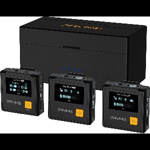 7RYMS iRay DW20 PRO 2.4G Dual-channel Draadloze microfoon-set - Met oplaadbox - Microfoon met 2 zenders - Geschikt voor o.a. smartphone / tablet / camera / PC - Dasspeld microfoon - Plug&Play - Zwart/Geel