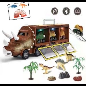 BJoy Dinosaurus Truck met Attributen Extra Dino speeltje - Speelgoed Voertuig Kinderen Cadeau Sinterklaas Kerst Rood