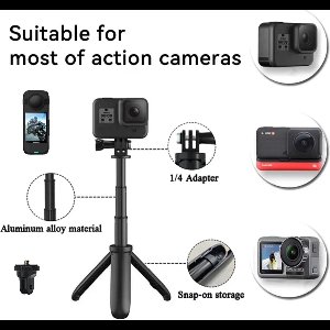 Tripod Gopro Hero voor 12 11 10 9 8 7 6 5 4 - SelfieStick +tripod - Tripod voor Insta360 - Tripod selfie stick - Gopro Accessoires Osmo Action - Smartphone -statief - Monopod- Insta360 One X4 - Inv Selfie Stick Insta360