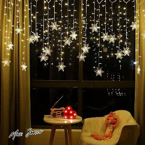 Mrs. Jones Premium Collection Lichtsnoer Kerstverlichting Gordijn Licht 96 LED Cozy Winter Warm Glow 35m Kerstlicht met Stekker IP44 Waterdicht Voor Buiten of Binnen 8 modi Licht voor Kerstboom Balkon Tuin Feest - Warmwit - Verlichting - Decoratie