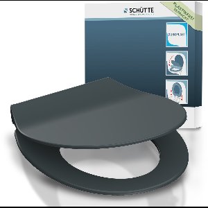SCHÜTTE WC-Bril 82704 SLIM ANTHRAZIT - Duroplast - Super Dun - Soft Close - Afklikbaar - RVS-Scharnieren - Belastbaar tot 175 kg - Gelakt - Antraciet
