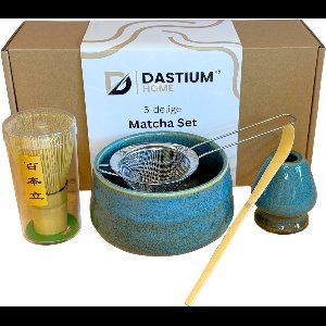 Dastium Home Matcha Set - 5 delige Matcha Starterset - Matcha Klopper - Matcha Kom - Matcha Zeef - Matcha Thee Set - Donkerblauw
