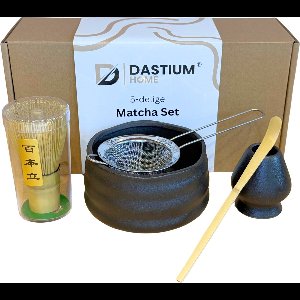 Dastium Home Matcha Thee Set - Matcha Set - 5 delige set voor matcha - Matchaset - Matcha Starterkit -Matcha Accessoires Set - Zwart Aardewerk