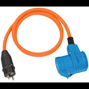 Brennenstuhl Camping CEE Verloopkabel met randaardestekker en CEE haakse koppeling incl. randaardecontactdoos (1,5m kabel in oranje, 230V/16A, voor buitengebruik, Made in Germany)