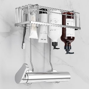 Lexium Doucherek - Badkamerrek - Doucheplank - Douchecaddy - Wandrek - Shampoohouder - Douchen - Vakken - Douchewand