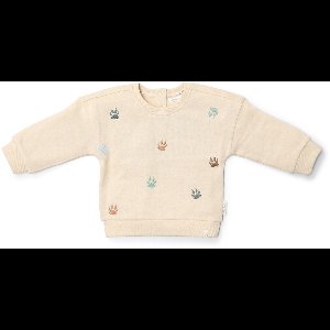 Little Dutch – Zandkleurige trui met kraag en bloemenborduursel – Forest Friends – maat 74