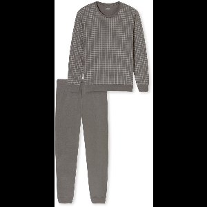 Uncover by Schiesser Lange pyjama grijze manchetten - UNCOVER Heren Pyjamaset - grijs