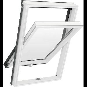 Solstro Dakraam Houten Raam met een Stijlvolle Witte Afwerking en Dubbele Beglazing, Gekoppeld aan Leigootstuk - S6A, 114 x 118 cm