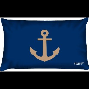 Sierkussen - Buitenkussen Denim Original Waterafstotend Bootkussen Anker - Multicolor - 60 Cm X 40 Cm