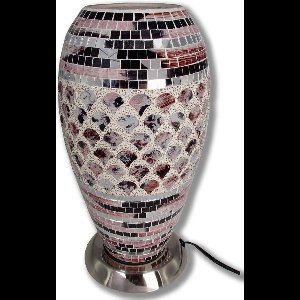 New Dutch - mozaïek glazen lamp - staand - 220 volt - roze/zilver 27 cm