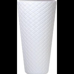 Hoge bloempot met imitatie inzet 40x78 cm Matuba Slim  - Wit