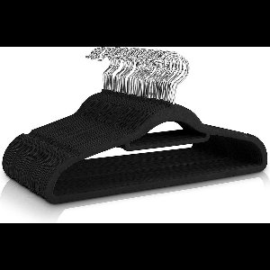 FEDEC Suede kledinghangers - Voordeelverpakking - 50 Stuks - Zwart