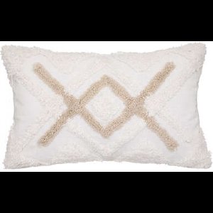 Sierkussen hoes Jules - wit/beige - katoen getuft - 30 x 50 cm