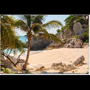 Tuinposters buiten Tropisch strand bij Riviera Maya bij Tulum in Mexico - 90x60 cm - Tuindoek - Buitenposter