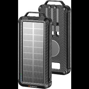 Heko Solar® Pulse - Solar Powerbank - 10000mAh - Ingebouwde USB-C/Micro/Lightning Kabels - Draadloze Oplader - Noodpakket, Kamperen en Outdoor