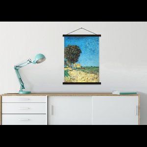 Posterhanger incl. Poster 90x120 cm - Schoolplaat - De laan vlakbij Arles - Vincent van Gogh - Textielposter - Zwarte latten