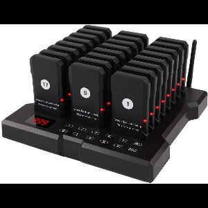 Horeca Pager Systeem 24 Stuks – Touchscreen Zender – Waterdicht & Oliebestendig – 550m – Trillen/Flash/Beep
