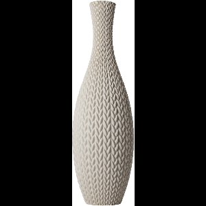 Slimprint Vaas LISA, Creme Wit, D15,8 x H50 cm, Slanke Design Vaas met Vlechtpatroon, Gerecycled Biokunststof van Fruitverpakkingen