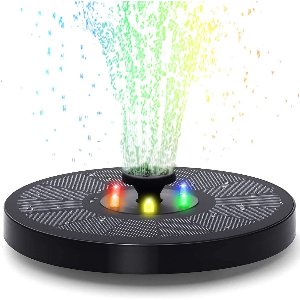 EXCITAT Zonnefontein - Drijvende zonnefontein - 3W zonnevijverpomp - Geschikt voor vogelbad, tuin, vijver, aquarium - met 7-kleurige LED-verlichting - 16 cm