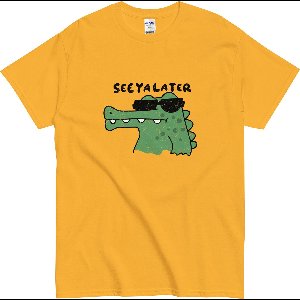 T-shirt met Krokodil - Grappig Cartoon Design - Tekst: See Ya Later - Dames en Heren - Geel - M