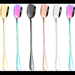 Zeynomax - Roestvrijstalen Regenboog IJstheelepels Set van 6 stuks