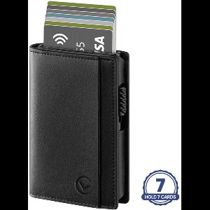 VEXON Slim - Wallet pro - Premium Wallet Slim - Pasjeshouder Zwart - 7 Pasjes + Briefgeld - RFID Creditcardhouder - Pasjeshouder Mannen & Vrouwen - Pasjeshouder Uitschuifbaar - Kaarthouder - Kaarthouder Pasjes - Zwart