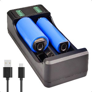 Tech Essentials® 2-Slots 18650 Batterij Oplader USB-C - 10440/18650 - Li-ion - Flat Top - Houder - Accu - Lithium