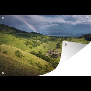 Muurdecoratie Regenboog boven het Zwarte Woud in het zuidwesten van Duitsland - 180x120 cm - Tuinposter - Tuindoek - Buitenposter