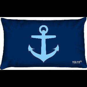 Sierkussen - Buitenkussen Bloed Waterafstotend Bootkussen Anker - Blauw - 60 Cm X 40 Cm