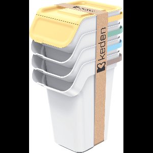 Prosperplast Keden - prullenbakken set van 4x25l - Kaddi Q - as wit
