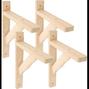 AMIG Plankdrager/planksteun van hout - 4x - lichtbruin - H230 x B170 mm - boekenplank steunen - tot 90 kg