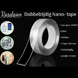 Nano Tape - Transparante Nano Tape - Hoge Kwaliteit & Herbruikbare Nano Tape – Dubbelzijdige 3 meter Tape - Vardaan® Dubbelzijdige Nano Tape