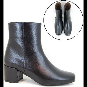 Stravers - Enkellaarsjes Vierkante Neus Maat 44 Grote Maten Korte Laarsjes met Hak