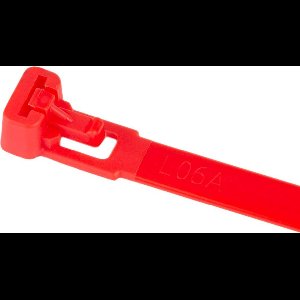 Kortpack - Hersluitbare Kabelbinders/ Tyraps 540mm lang x 7.6mm breed - Rood - Treksterkte: 24.2KG - Bundeldiameter: 140mm - 100 stuks - (099.1012)