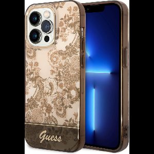Guess Toile de Jouy Back Case - Geschikt voor Apple iPhone 14 Pro Max (6.7") - Bruin
