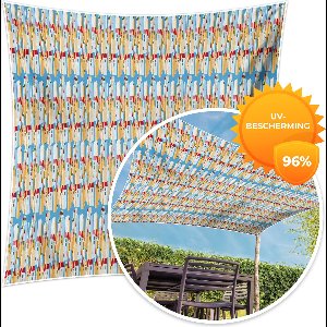 MuchoWow® - Schaduwdoek - Huis - Blauw - Patronen - Kubisme - Picasso - 96% UV-bestendig - Hoogwaardig polyester - Zonnedoek - Weerbestendig - Tuin - Tarp - 300x300 cm