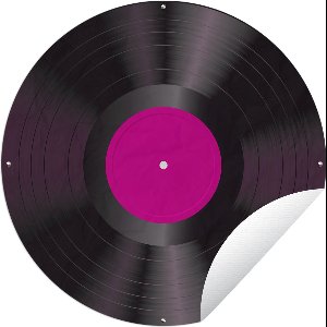Tuincirkel Vintage - LP - Roze - Vinyl platen - 60x60 cm - Ronde Tuinposter - Buiten
