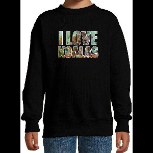 Tekst sweater I love koalas met dieren foto van een koala zwart voor kinderen - cadeau trui koalaberen liefhebber - kinderkleding / kleding 170/176
